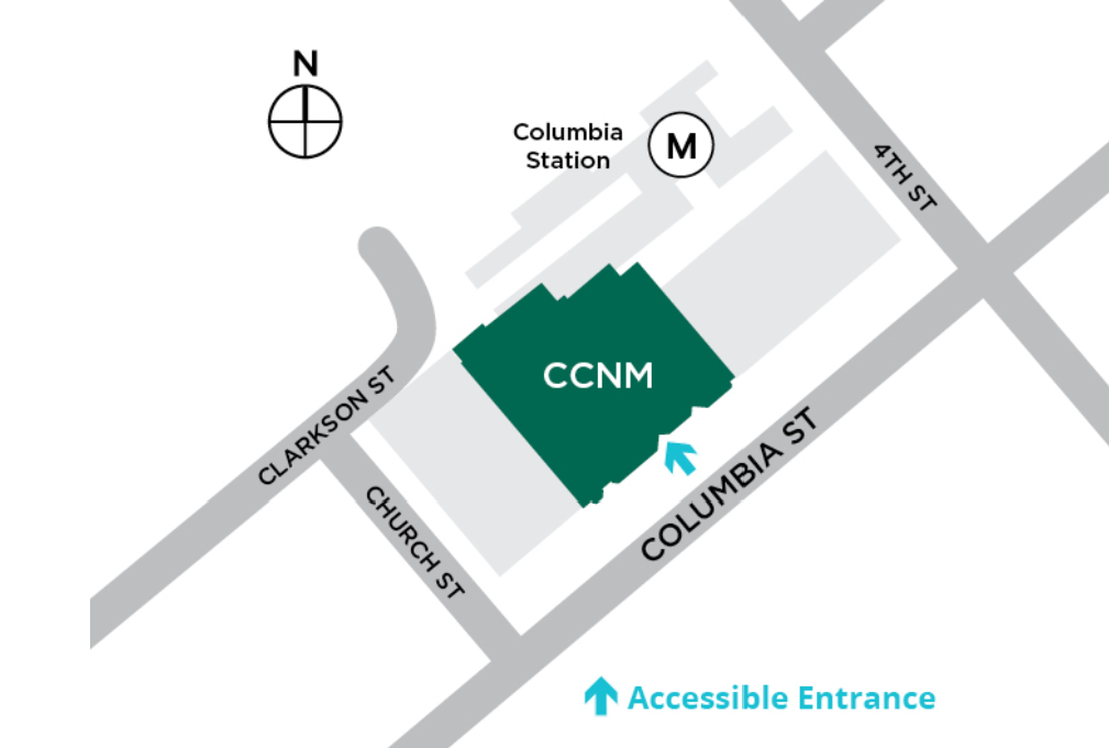 map of Boucher campus accessibility entrances