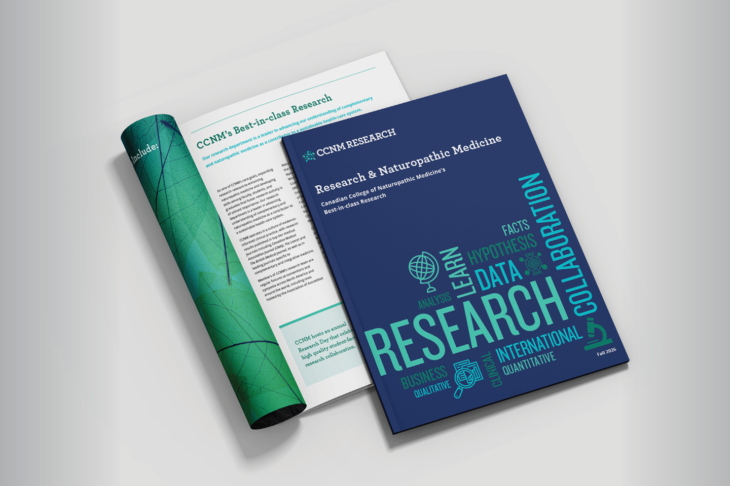 The cover of CCNM's Research Brochure - Fall 2026