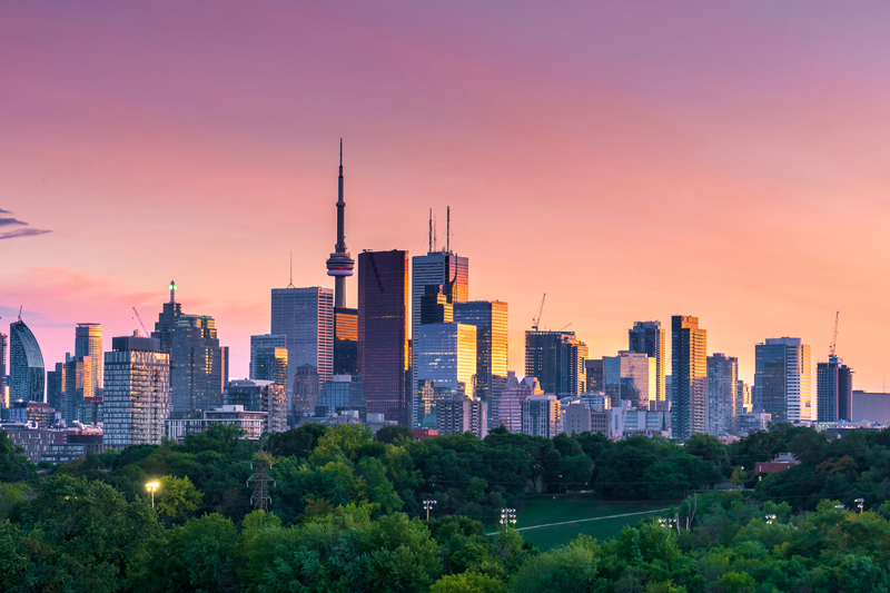 Toronto skyline at sunset