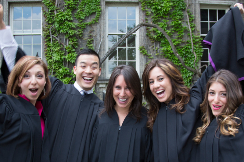 Toronto campus students celebrating after their convocation ceremony